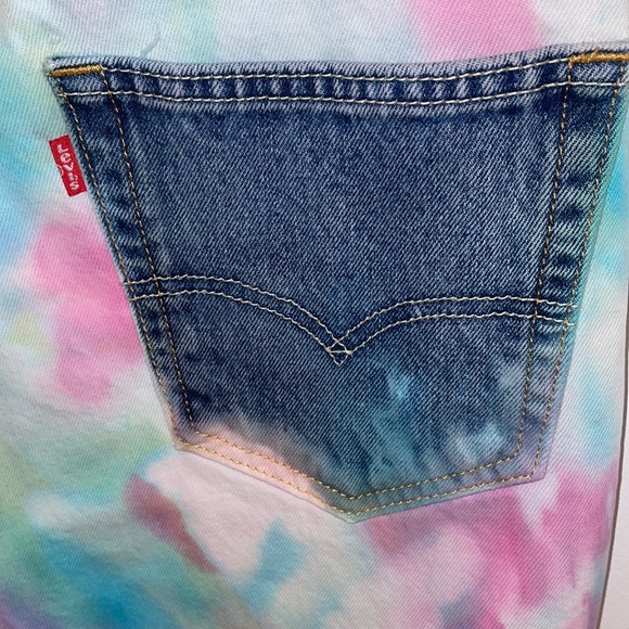 Custom Bleach & Tie Dye with Raw Hem Levi's 505 Size 34/32 - Picture 3 of 10
